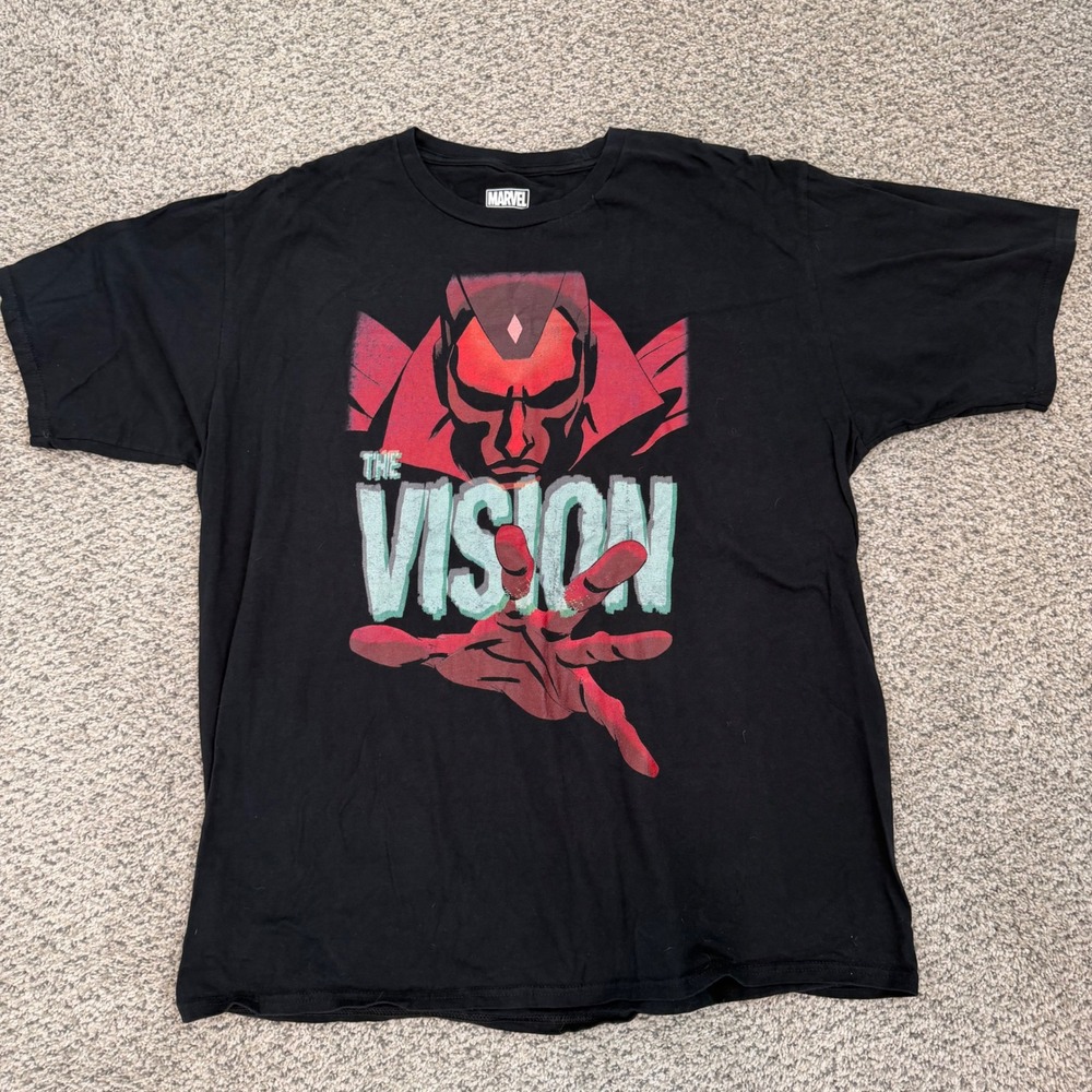 Marvel The Vision Graphic T-Shirt Mens Black Short Sleeve Avengers Comic Tee